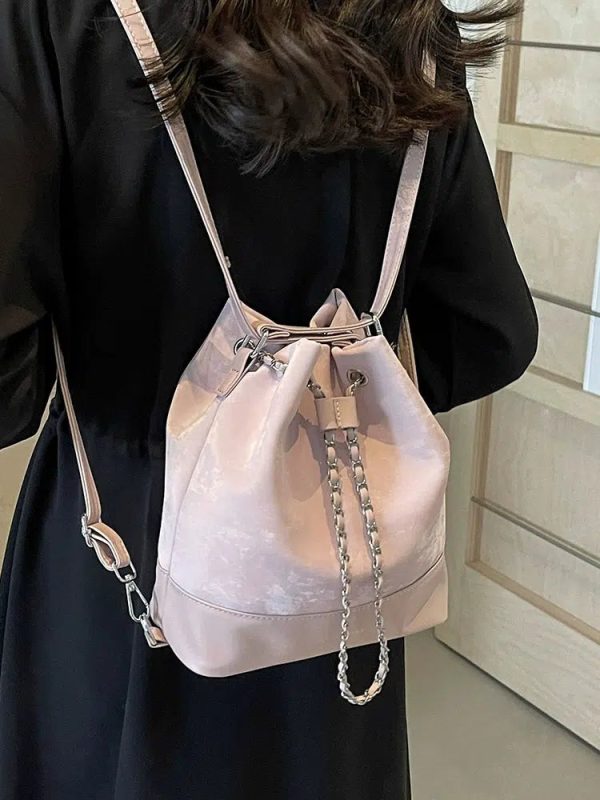 Chain Drawstring  Bucket Bag For Discount