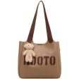 Teddy Bear Charm Letter Print Tote Bag on Sale