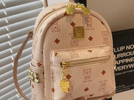 Bear Pattern Studded Mini Backpack Fashion