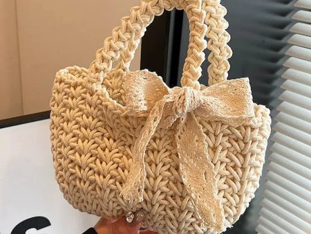 Bow Hand-woven knitted Tote Bag on Sale