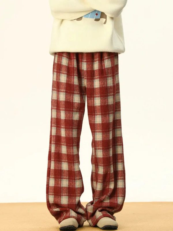 Warm Lining Plaid Casual Pants Hot on Sale