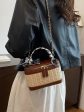 Chain Strap Woven Leather Bucket Bag Hot on Sale