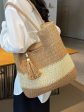 Tassel Decor Handwoven Straw Tote Bag For Discount