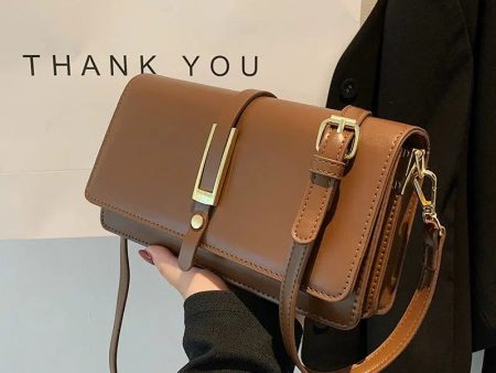 Buckle Leather Crossbody Square Bag on Sale