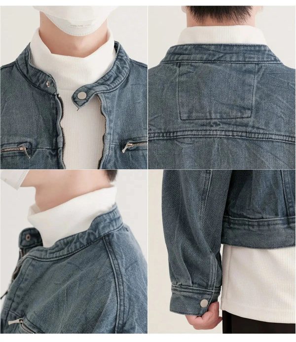 Casual Zip Front Denim Jacket For Discount