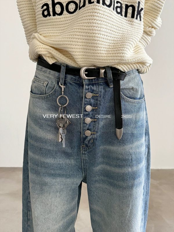 Wide-Leg High-Waist Button-Up Jeans For Discount