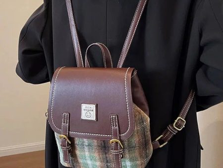 Buckle Straps Plaid Accent Backpack Sale