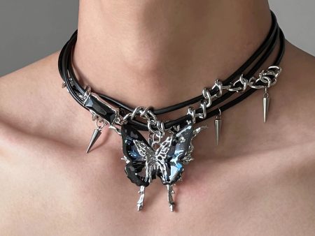 Butterfly Spikes Pendant Necklace Cheap