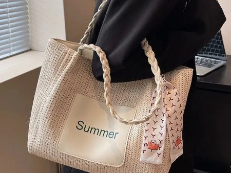 Braided Handle Summer Tote Bag Hot on Sale