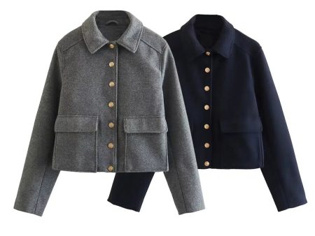 Button-Up Wool Blend Coat on Sale