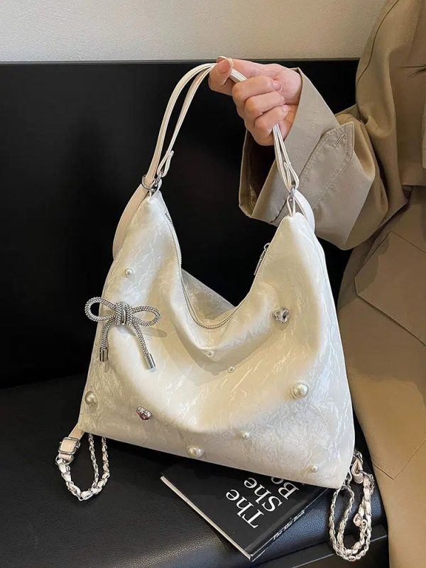 Bow Pearl Accents Shoulder Bag Sale