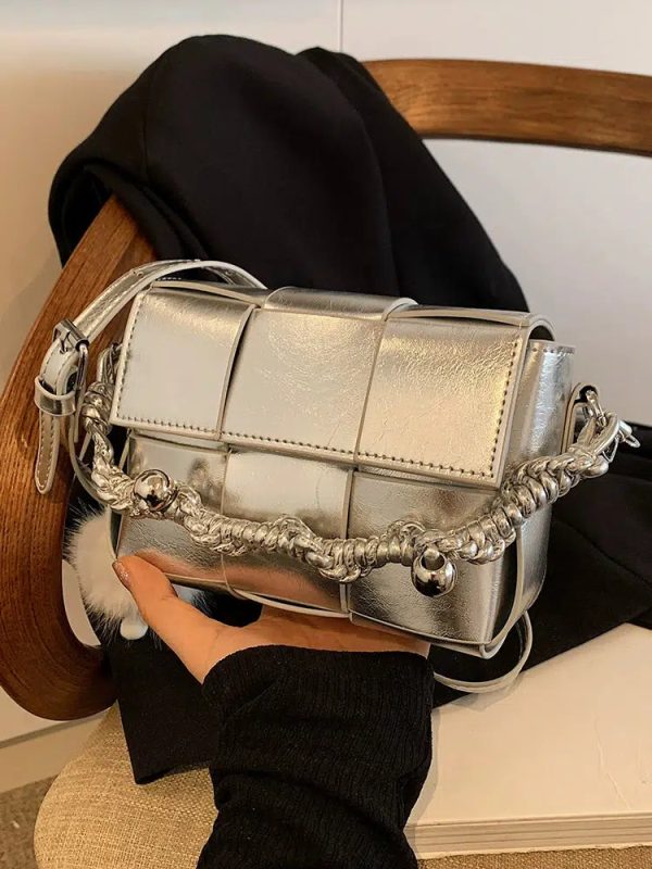 Woven Shiny Leather Crossbody Bag Hot on Sale