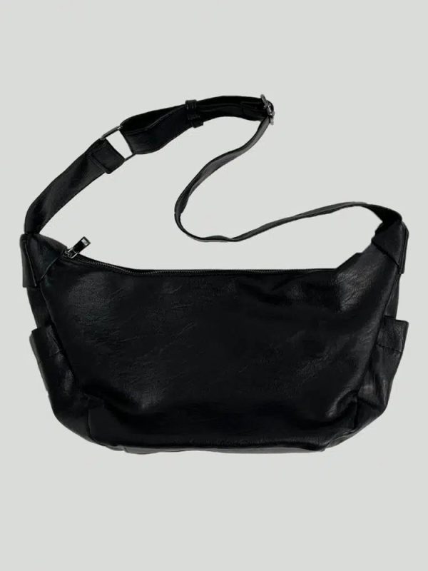 Black PU Leather Shoulder Bag Online now