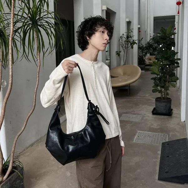 Black Leather Shoulder Bag For Cheap