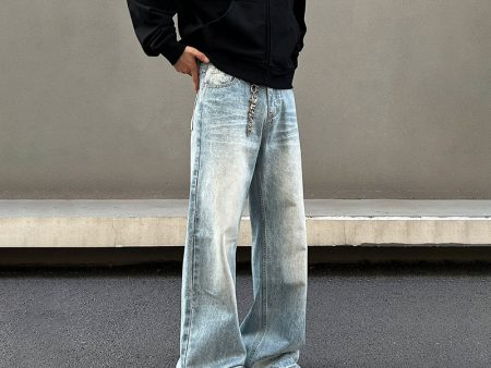 Washed Blue Wide-Leg Jeans on Sale