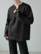 Textured V-neck Long-sleeved Pullover For Cheap