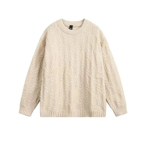 Textured Design Cable Knit Sweater Cheap