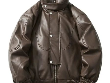 Thickened PU Leather Solid Color Puffer Jacket Online Hot Sale