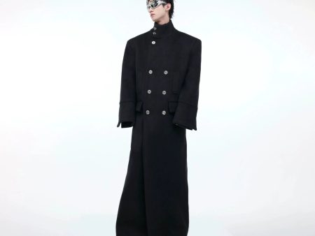 Airplane Button Stand Collar Wool Coat For Sale