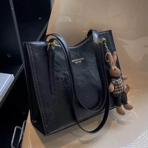 Bunny Keychain Leather Tote Bag Discount