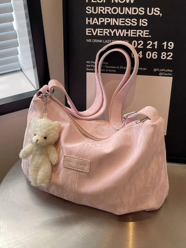 Teddy Bear Charm Soft Tote Bag For Cheap