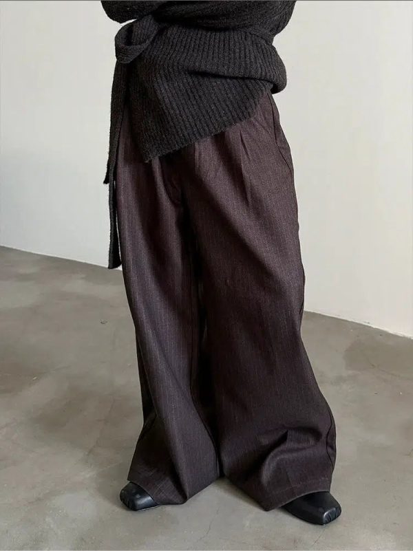 Wide-Leg Pinstripe Pants Fashion