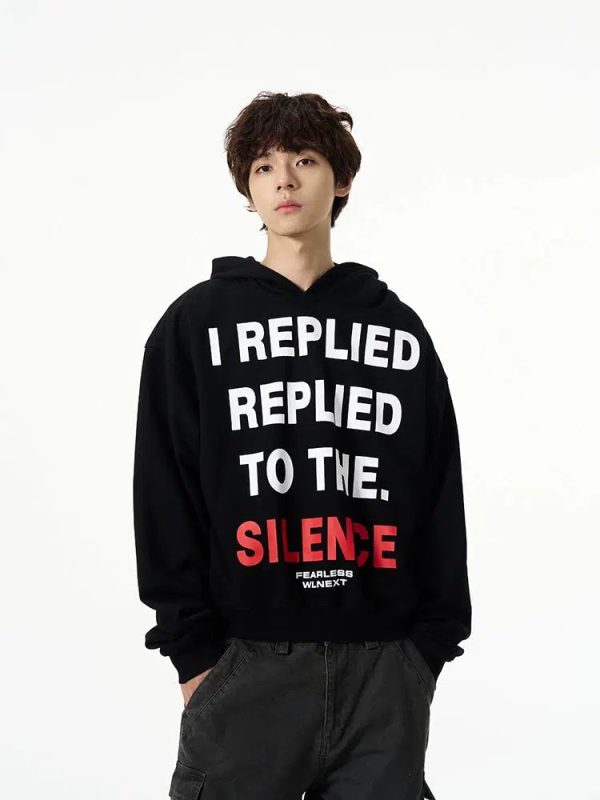 Text Print Hooded Sweatshirt Supply