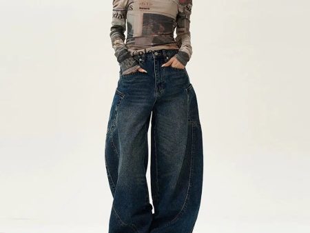 Wide-leg Scimitar Denim Pants Online Hot Sale