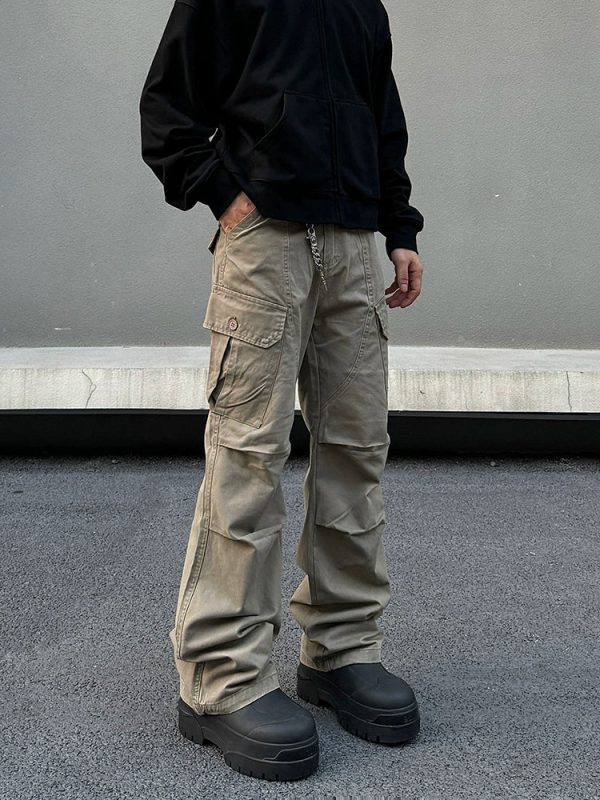 Vintage Straight-leg Cargo Pants For Cheap