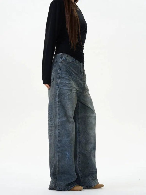 Wide-leg Straight Jeans Hot on Sale