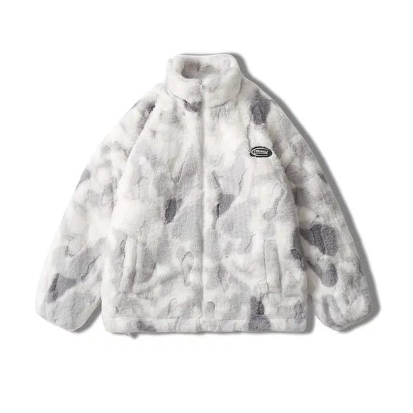 Tie-dye Gradient Color Faux Rabbit Fur Coat Online Hot Sale