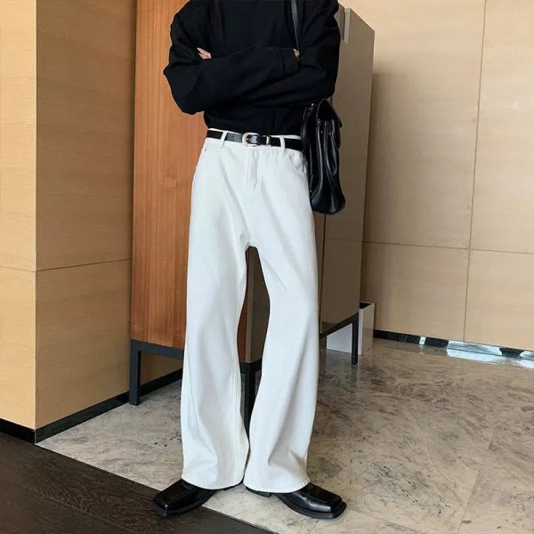 Wide-Leg Plus Velvet Denim Pants Online