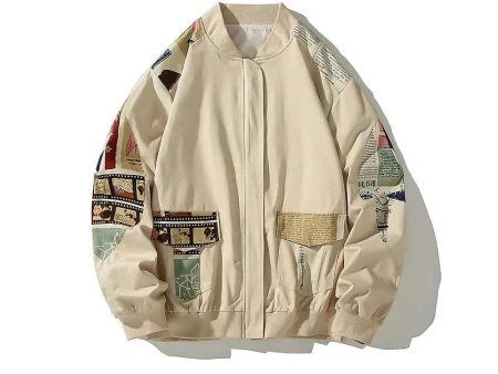 Vintage Patchwork Bomber Jacket Hot on Sale