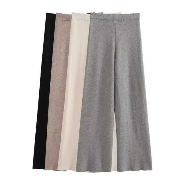 Wide-Leg Casual Knit Pants For Sale