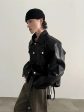 Buttoned Pockets Leather Jacket Fashion