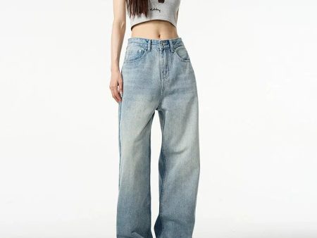 Blue Wide-Leg Straight Jeans Online now