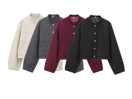 Wool Blend Button-Up Coat on Sale