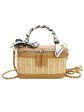 Chain Strap Woven Leather Bucket Bag Hot on Sale