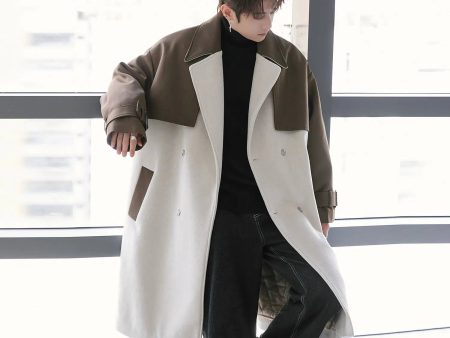 Two-Tone Double-Breasted Wool Coat Sale