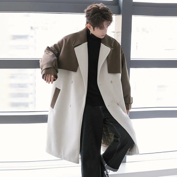 Two-Tone Double-Breasted Wool Coat Sale