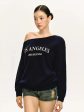 Text Print Off-Shoulder Pullover Fashion