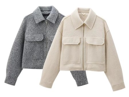 Wool Blend Pockets Zip-Up Coat Online Hot Sale