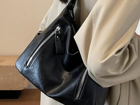 Zipper Pockets Leather Tote Bag For Cheap