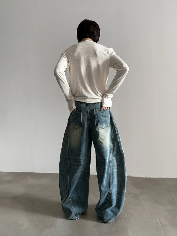 Wide-Leg Vintage Distressed Jeans Sale