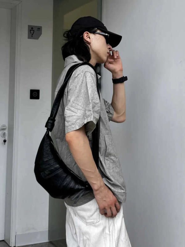 Black Leather Crossbody Shoulder Bag Online Sale