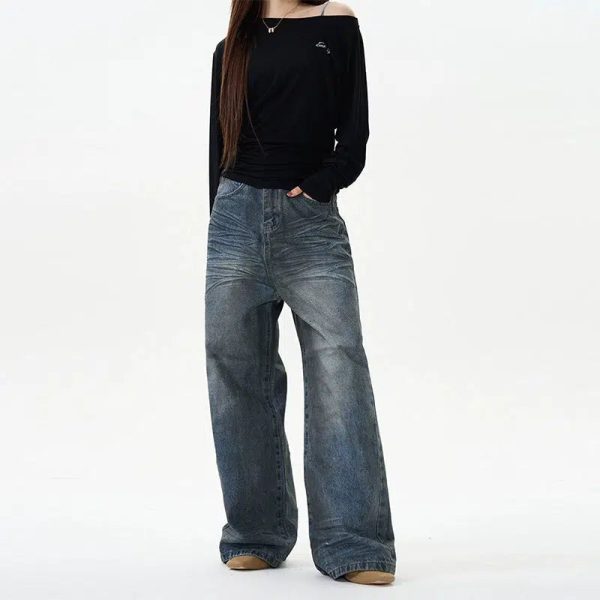 Wide-leg Straight Jeans Hot on Sale