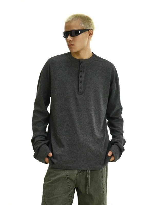 Casual Long Sleeve Henley Shirt Online Hot Sale