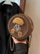 Teddy Bear Patch Round Chain Bag For Sale