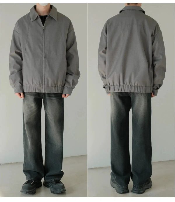 Casual Zip-Up Elastic Hem Jacket Sale