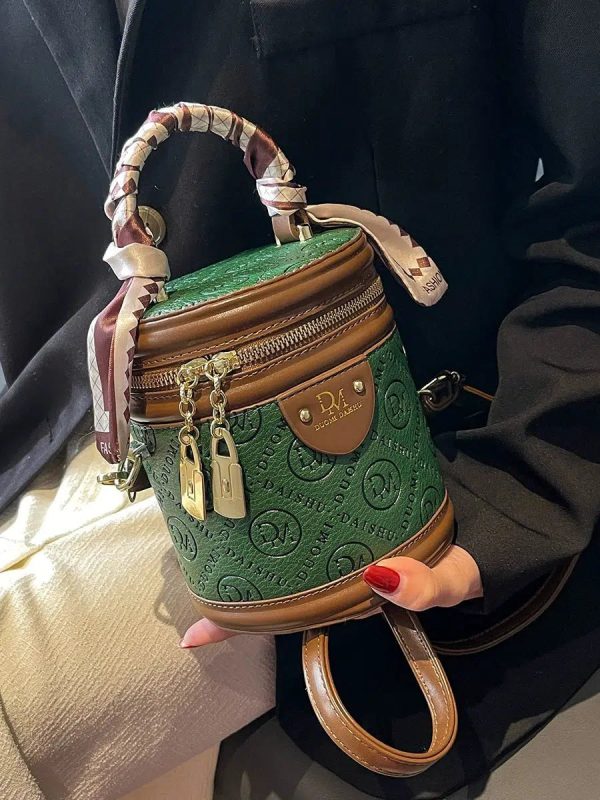 Zipper Closure Embossed Bucket Handbag Sale